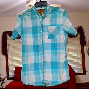 RedCamel Blue&White Short Sleeve Button Down (M)